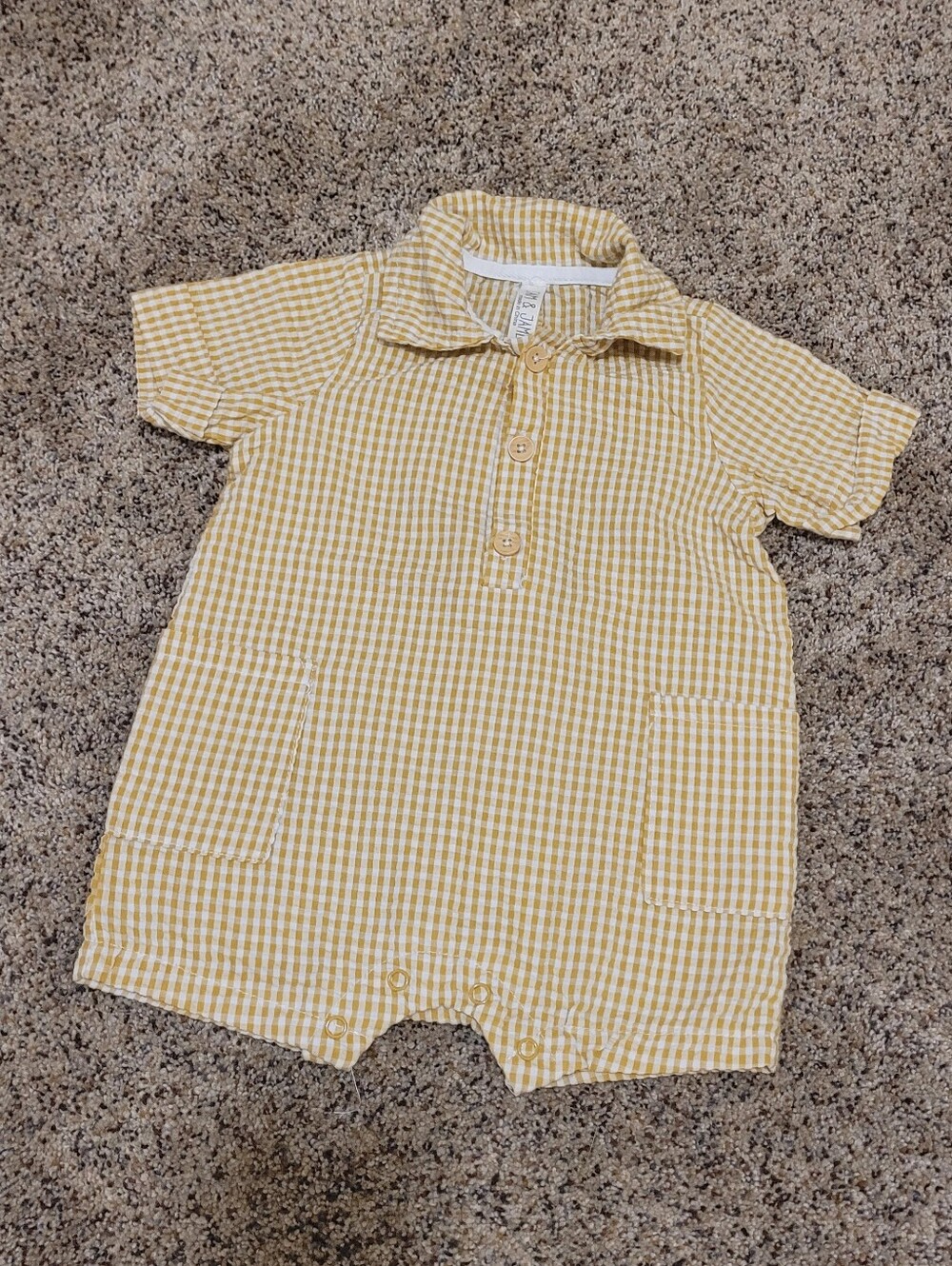 Liam & James Yellow Gingham Baby Romper Size 6-9 Months